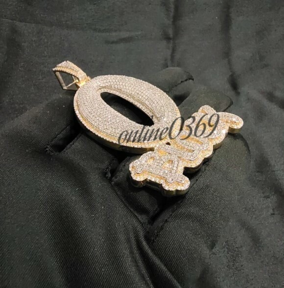 Men’s O Block Custom Layer Letter Pendant in VS SI Lab Grown Diamond 925 Silver