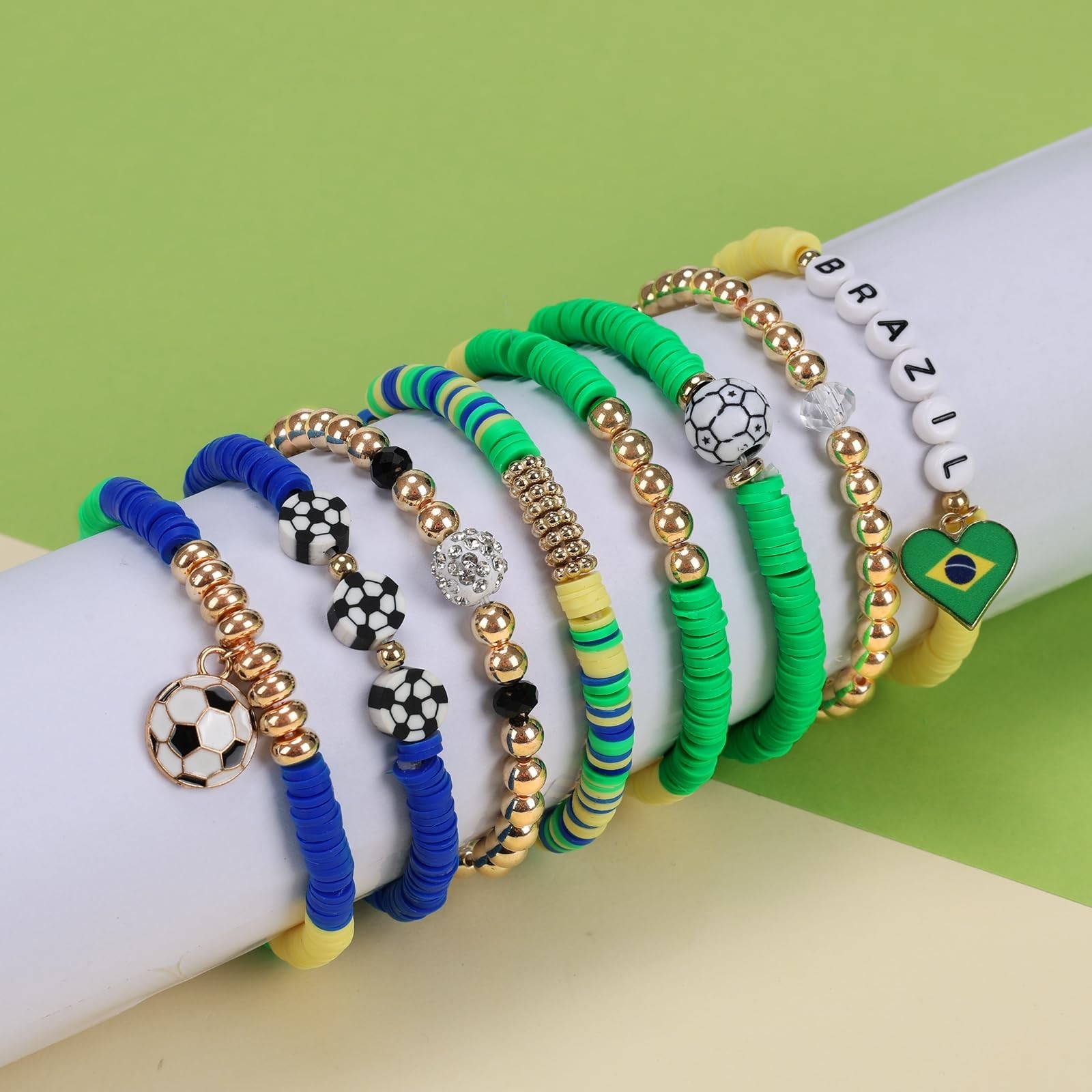 8 Pack Soccer Bracelets for Women – World Cup 2026 Game Day Jewelry, Stackable S
