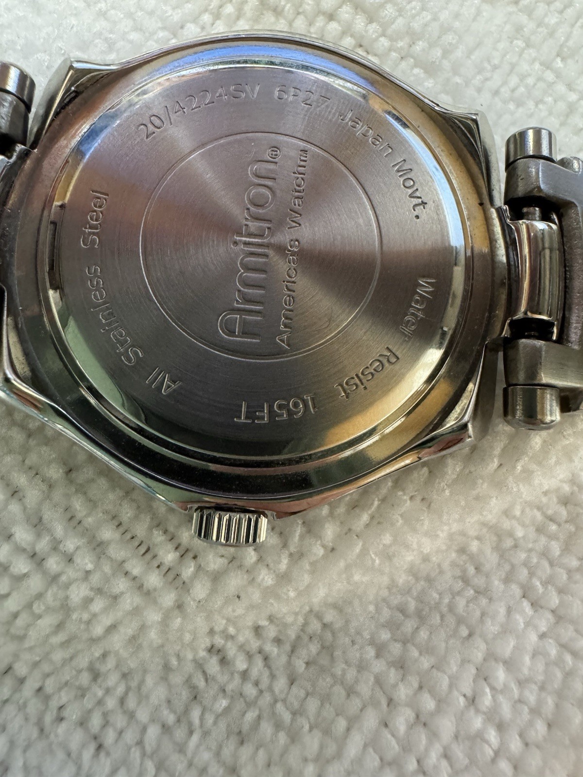 Men’s Armitron Heavy Stainless Steel Watch w/ Tachymeter Fixed Bezel-20/4224SV