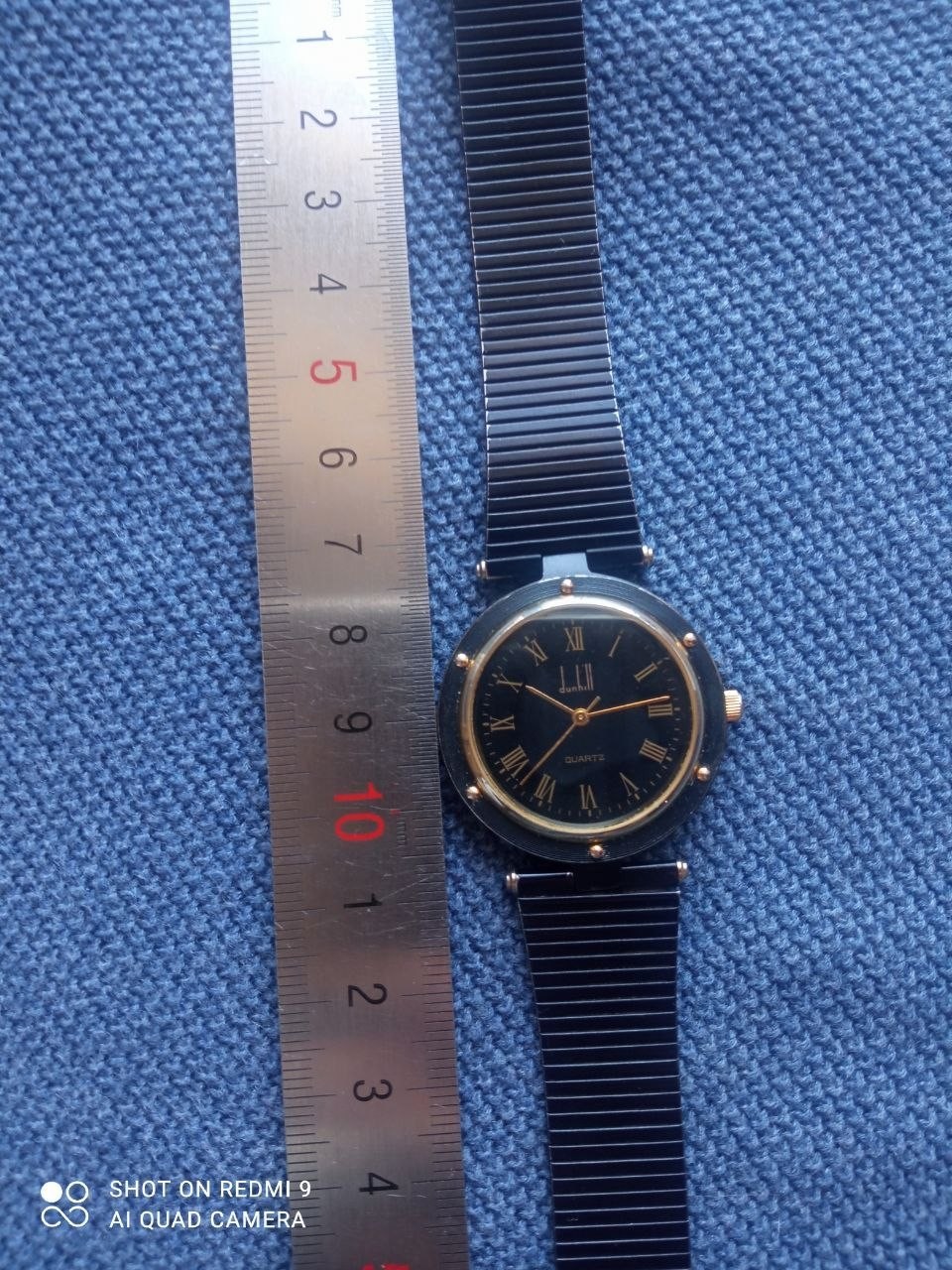 Rare Vintage Dunhill Watch Quartz Two Tone Gold & Black Dial Unisex 32 cm