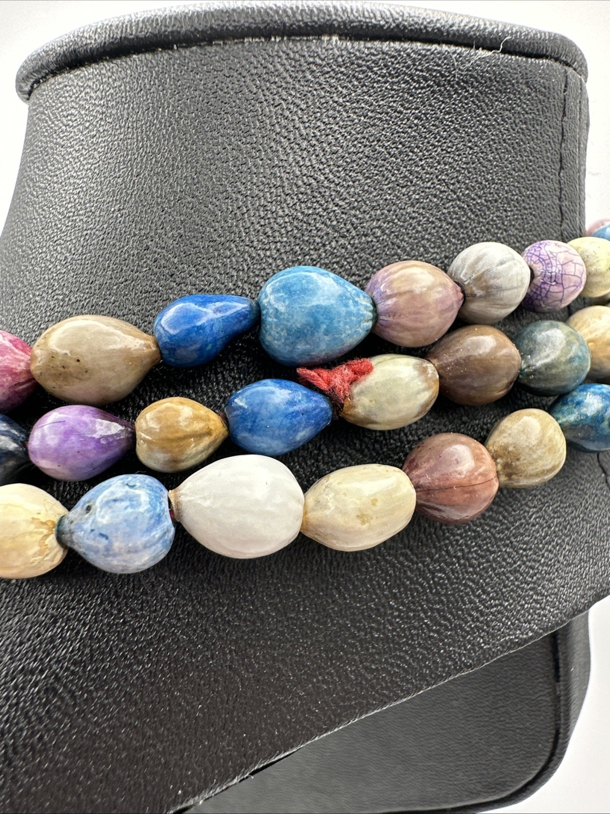 Vintage Colorful Dyed Job’s Tears Seeds Beaded Statement Necklace Long 62” Long