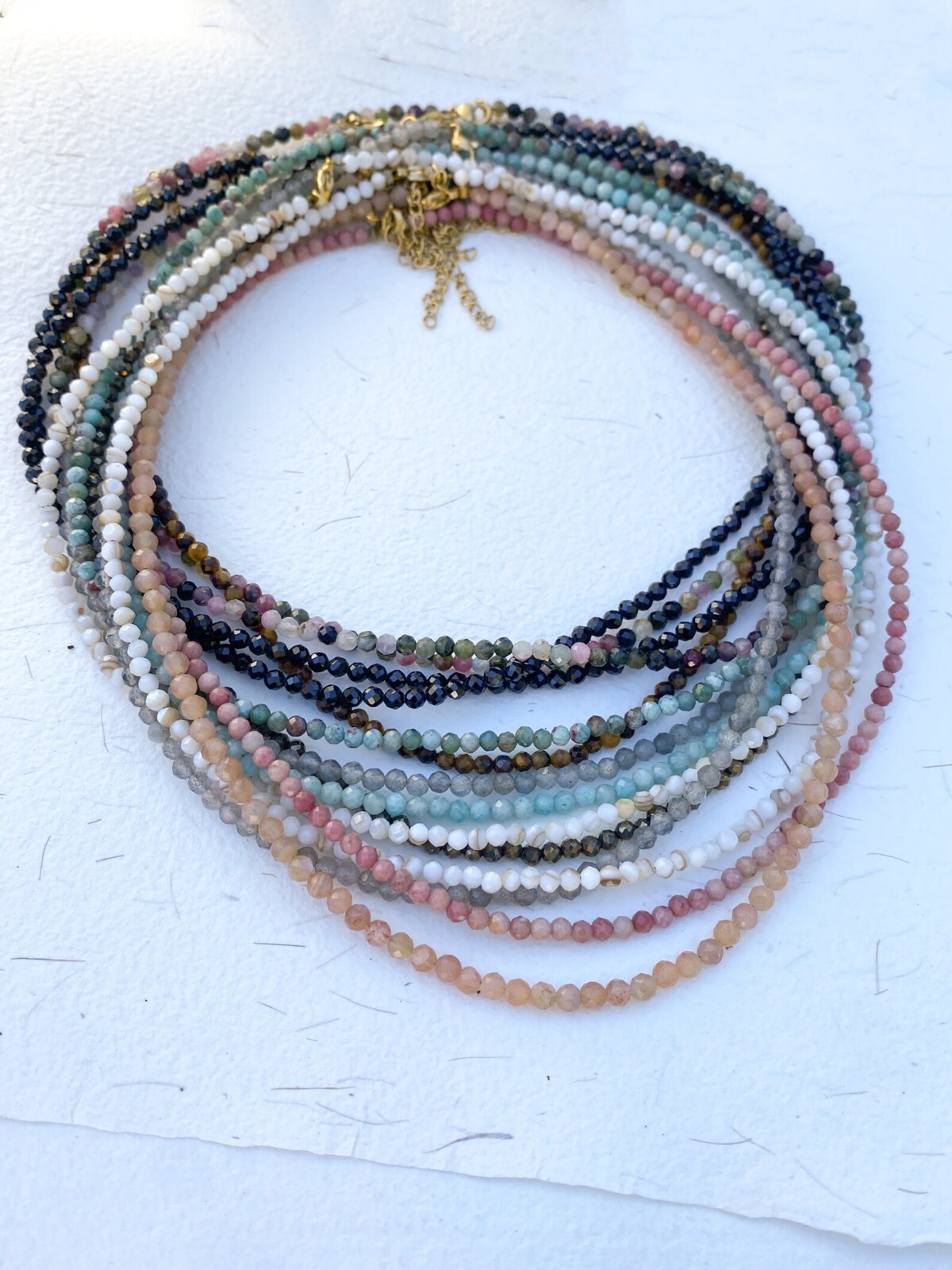 Natural Black Tourmaline choker, 2mm Minimasit Beads Nacklace Healing Gemstone