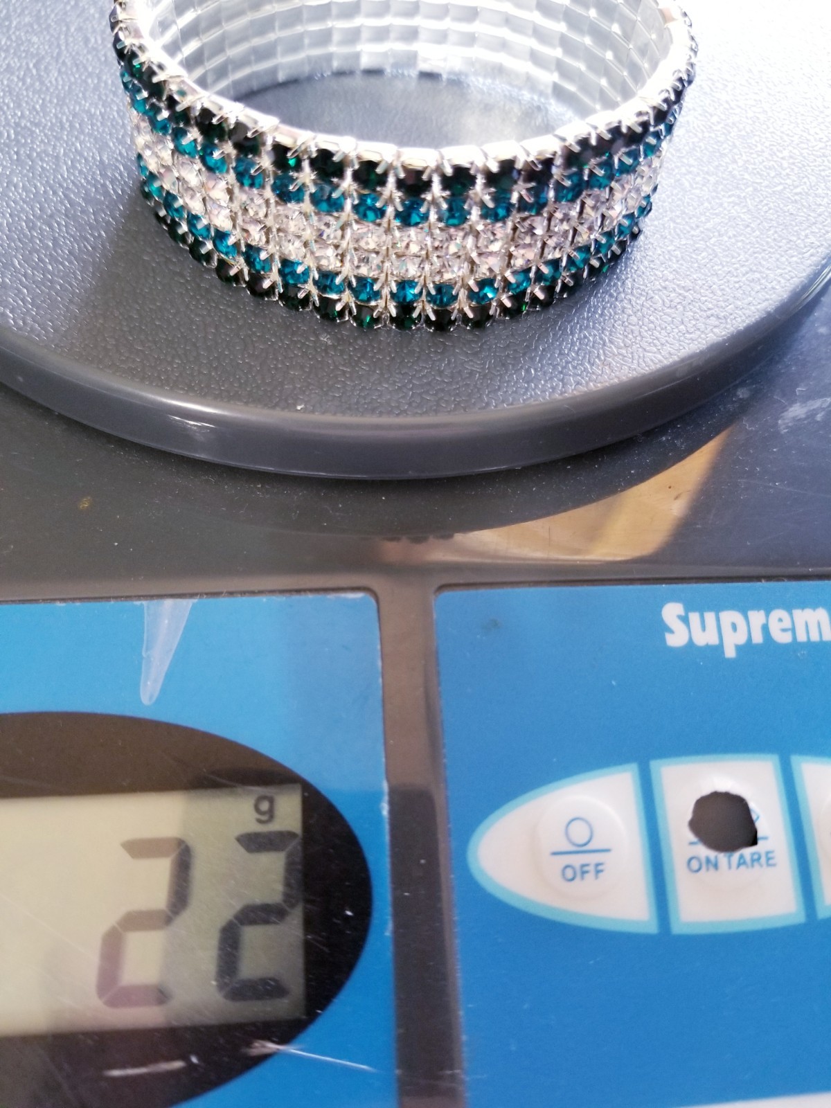 Iridescent Silver Rhinestone Stretch Bracelet Crystal Pageant Prom Drag Jewelry