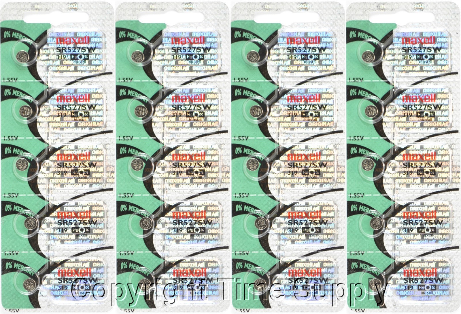 Maxell 319 SR527SW D319 V319 GP319 SR527 Battery 0% MERCURY ( 20 PC )
