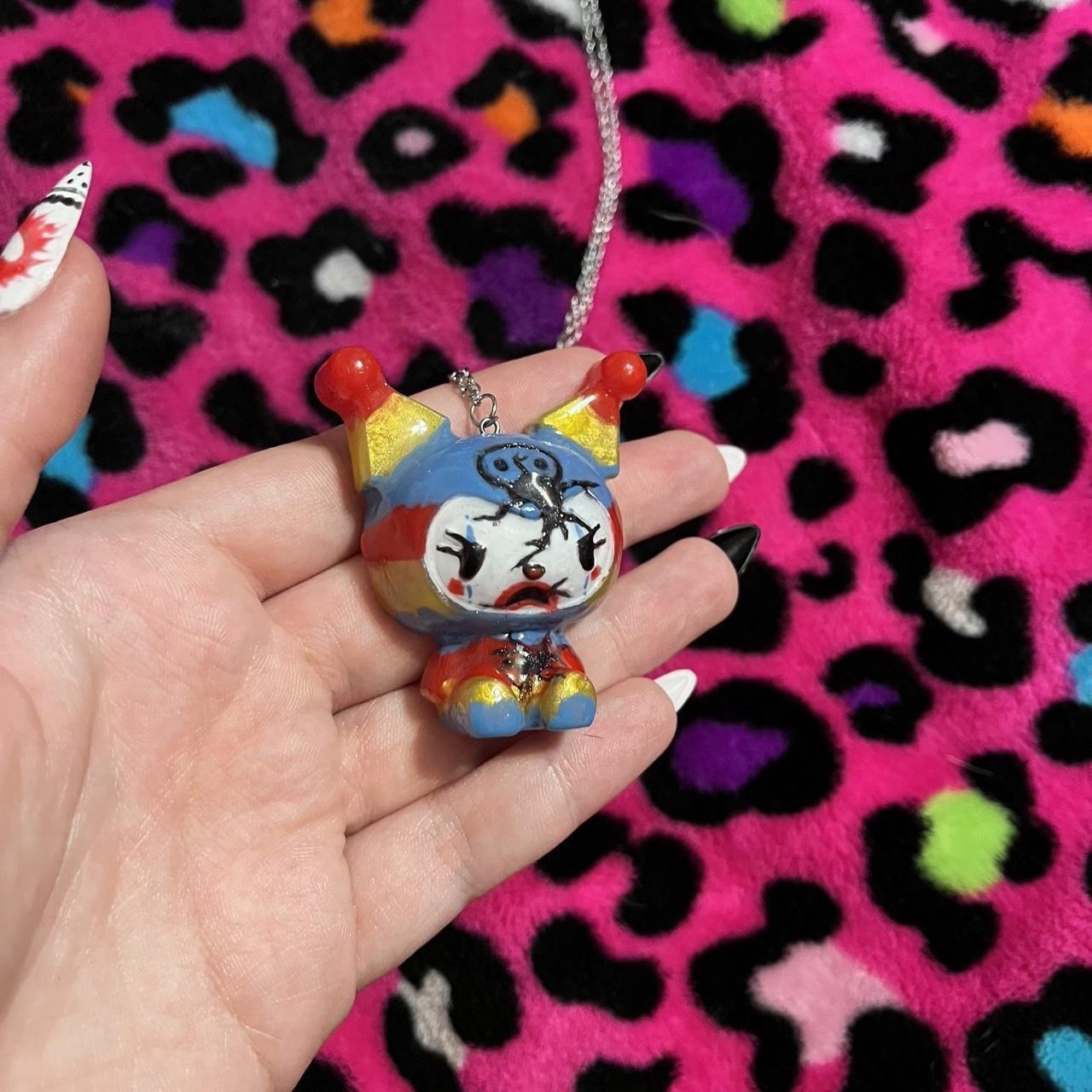 Handmade kuromi broken clown necklace