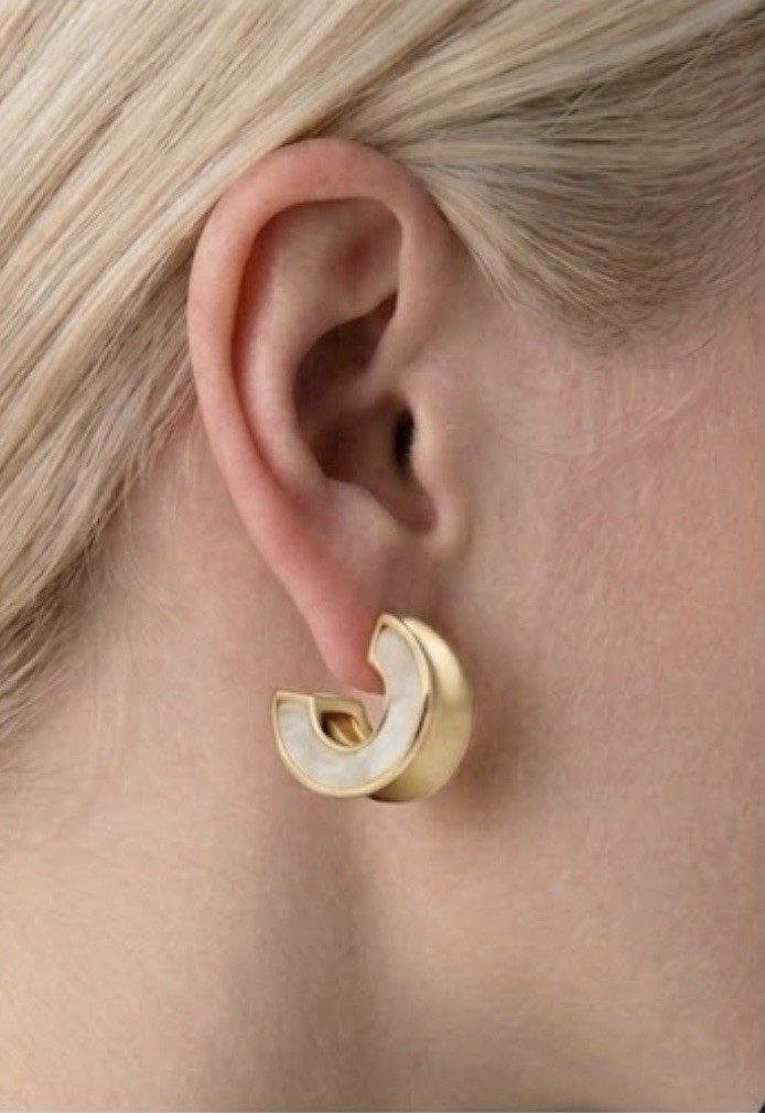 kate spade new york Gold Tone/cream multi Hoop Earrings