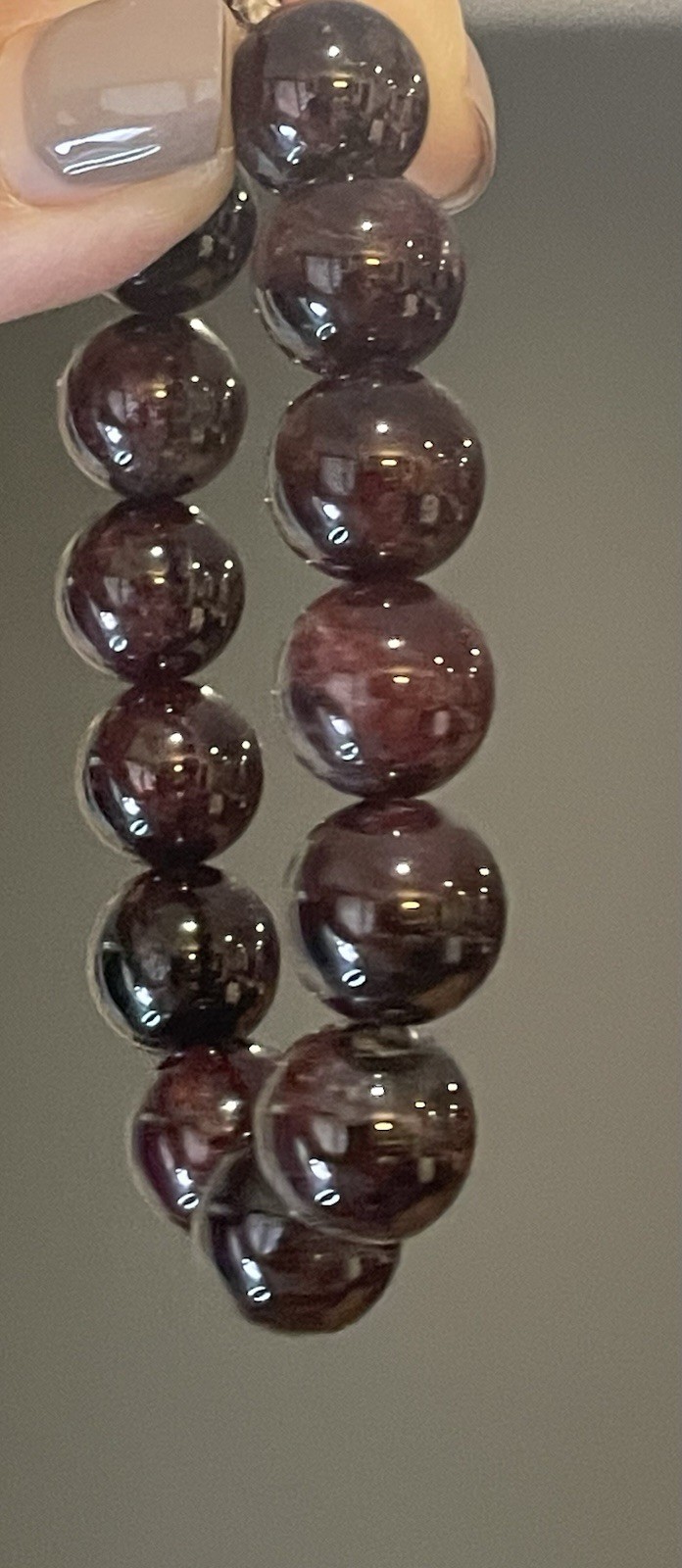 Garnet Round Stone Ball Bead Stretch Bracelet, Almandine Garnet Bracelet