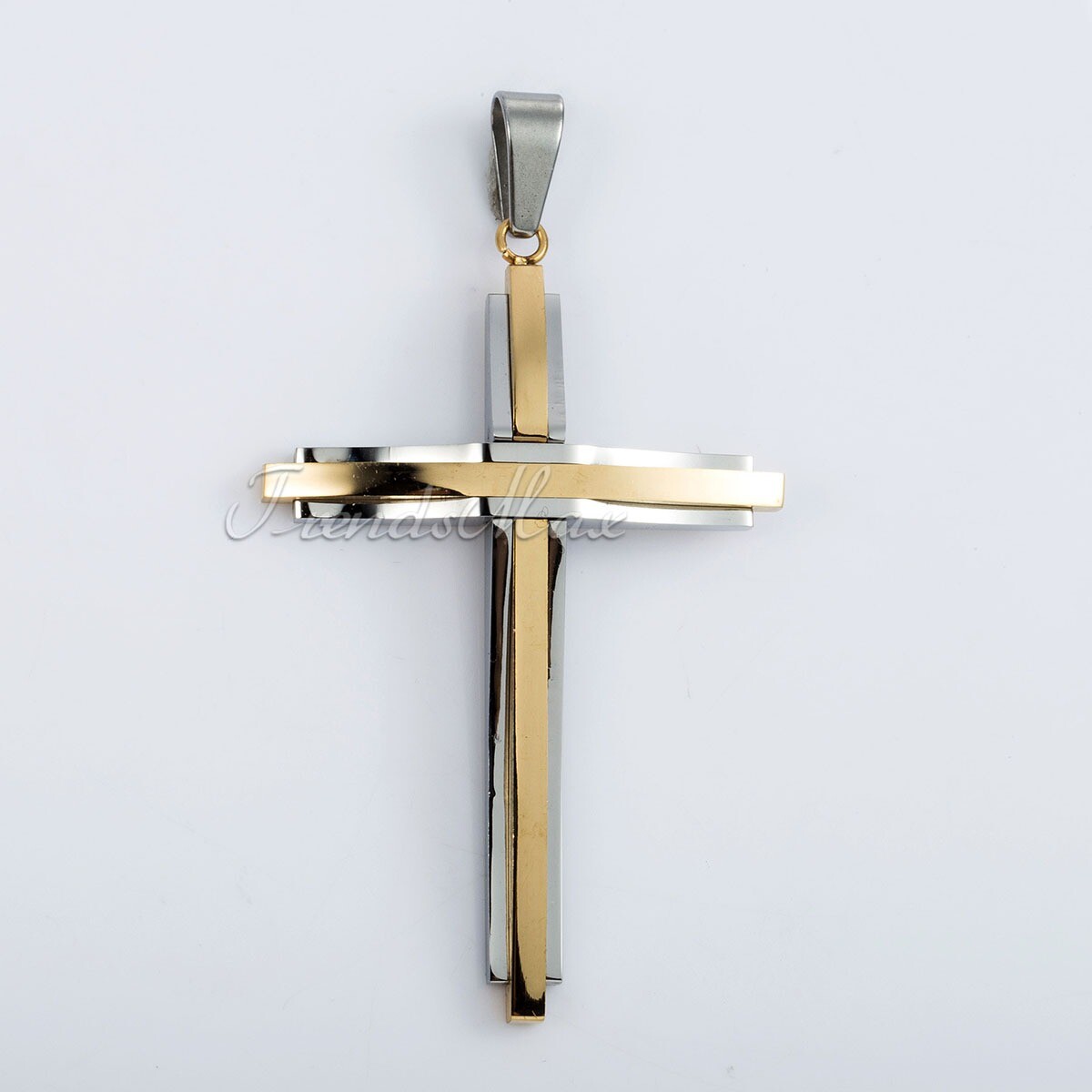 Silver/Gold Plated Cross Pendant Necklace Mixed Stainless Steel Curb Link 18-30″