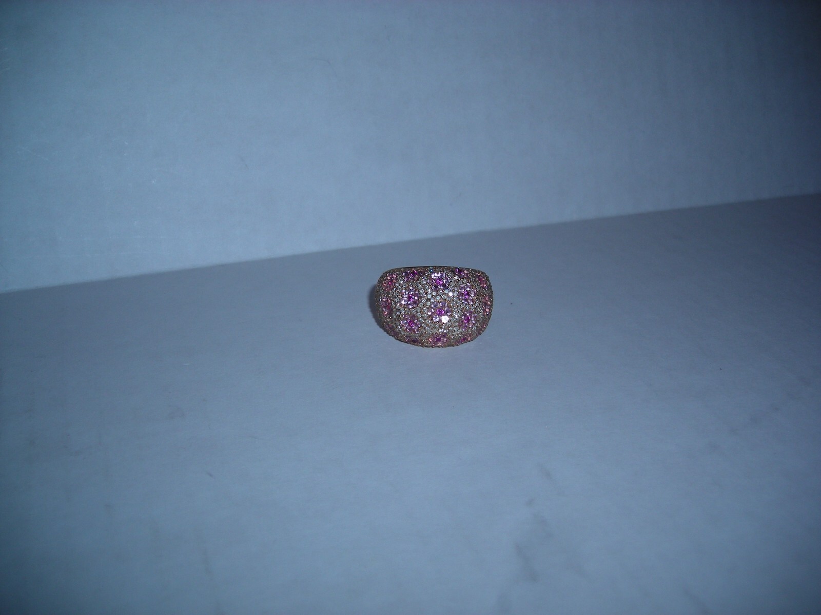 14K PINK SAPPHIRE RUBY DIAMOND FLOWER DOME RING 16 GRAMS BEHNAM BJC 8 GORGEOUS!