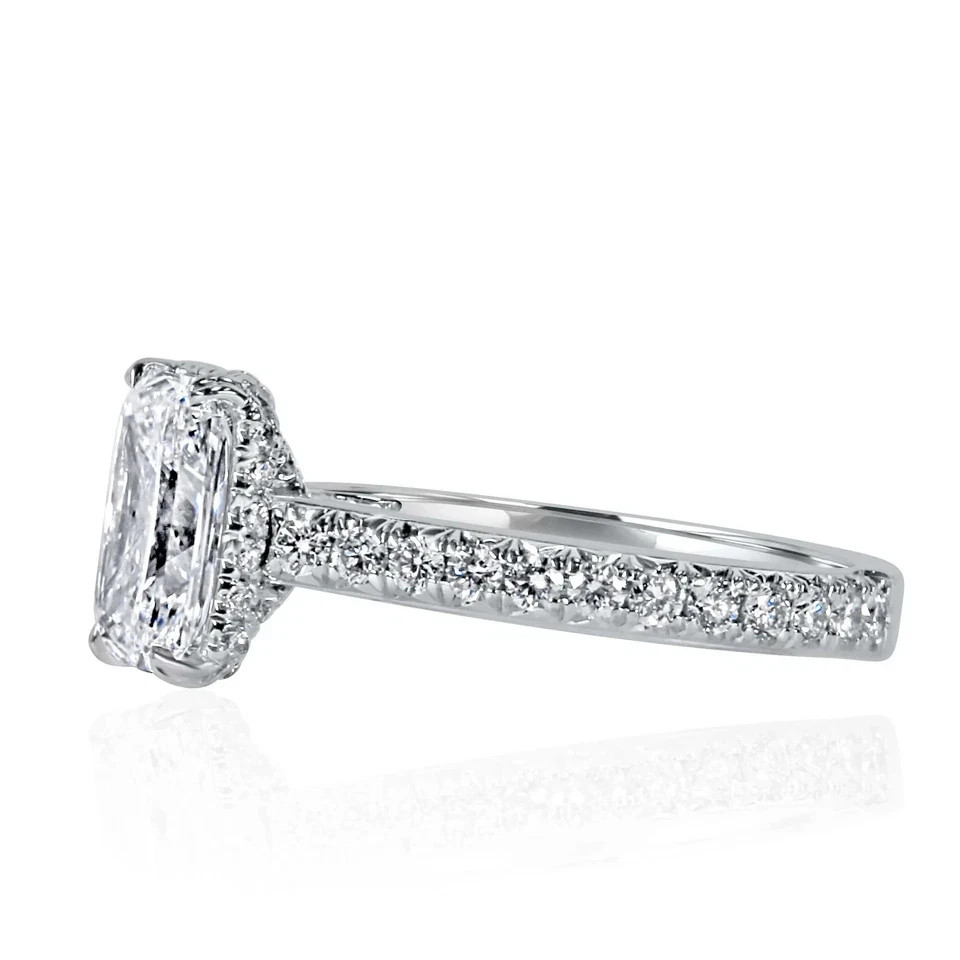 14k White Gold Radiant Diamond Wedding Ring 3 Carat Lab Grown IGI E F VVS CVD