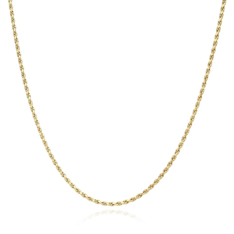 14K Yellow Gold 2.5mm-Diamond Cut Rope Chain Necklace Men Womens 20″