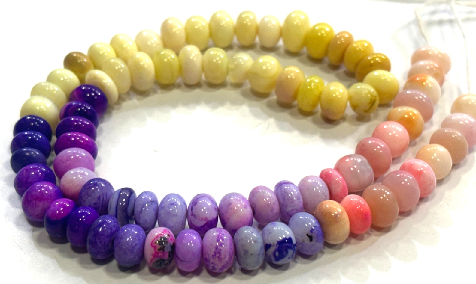 MULTI OPAL BEADS ROUNDELLE 7-8MM SMOOTH GEMSTONE 16 INCH NECKLACE