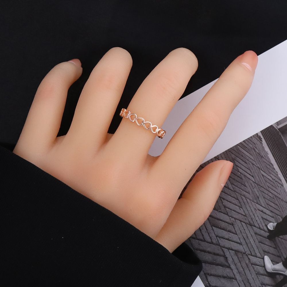 Heart Shape Open Rings-Gold Color Hollowed Out Cute Love Flexible Ring Jewelry