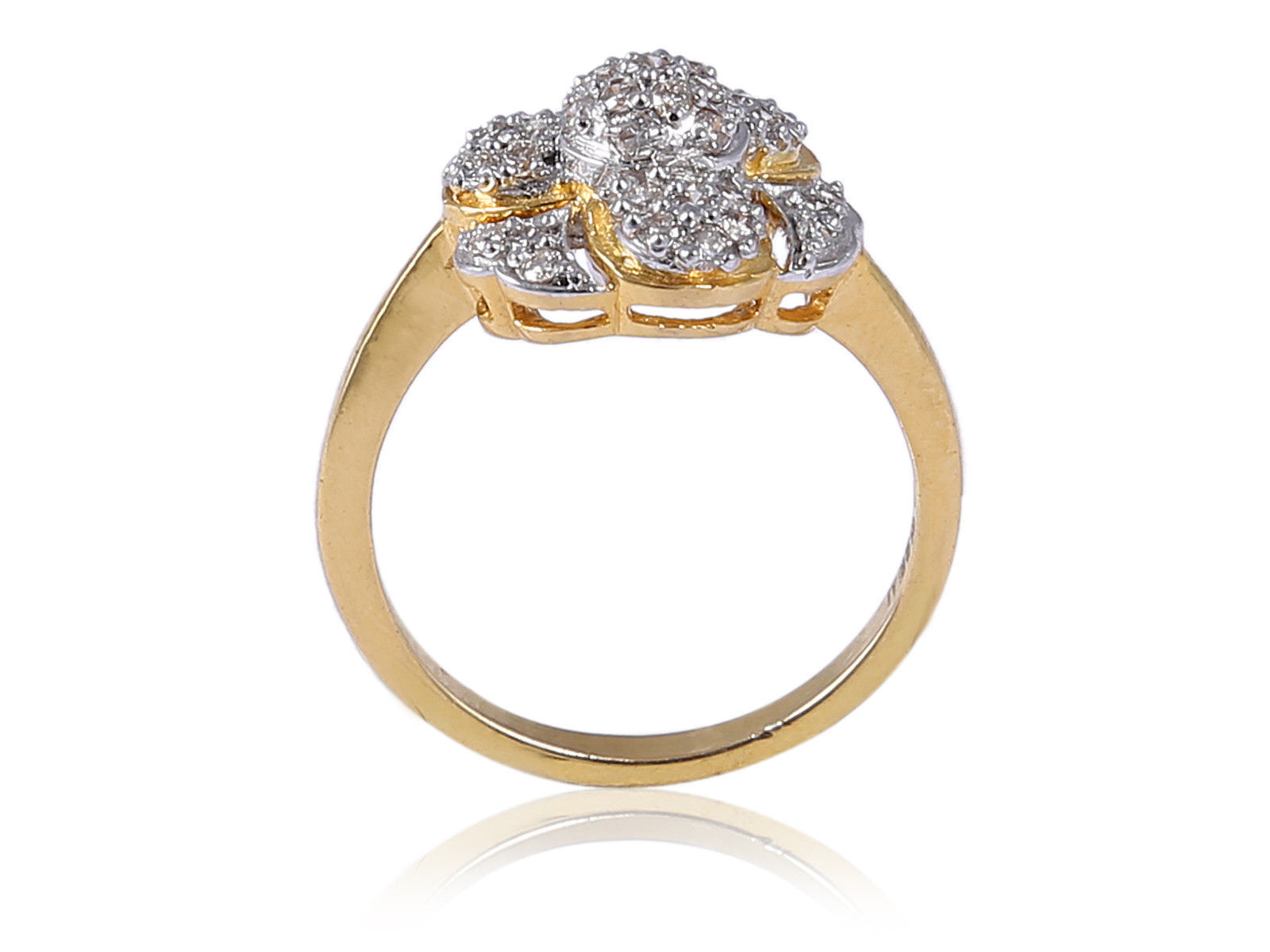 Pave 0.44 Cts Round Brilliant Cut Diamonds Anniversary Ring In Hallmark 18K Gold