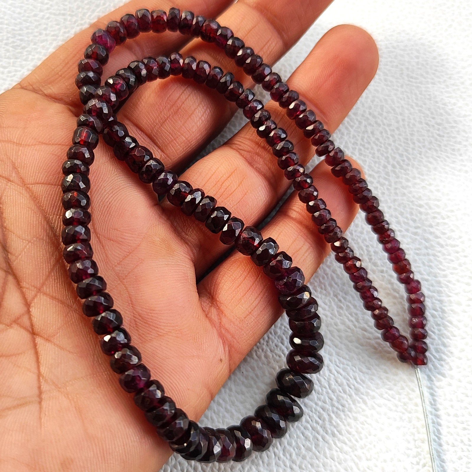 Natural India Garnet 4-8mm Faceted Rondelle Beads 16″ Strand Gemstone Jewelry