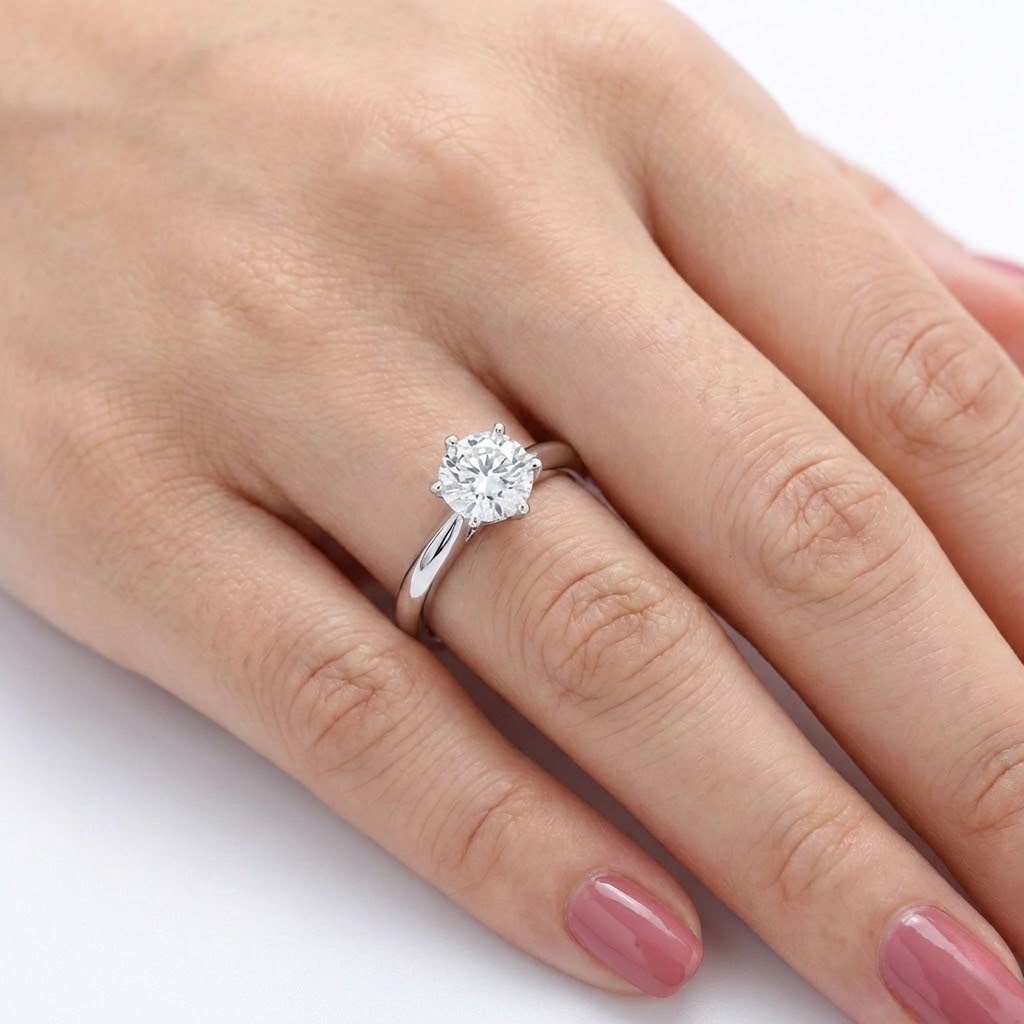 Solitaire Engagement Ring Platinum Classic 1.44 CT Round Lab-Grown Diamond F VS2