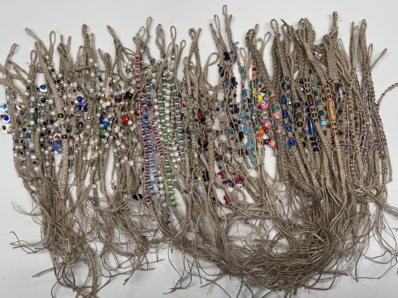 NEW 120 pieces Hemp Anklet Bracelet ASSORTED Mushroom Glass Pendant Beads Clay