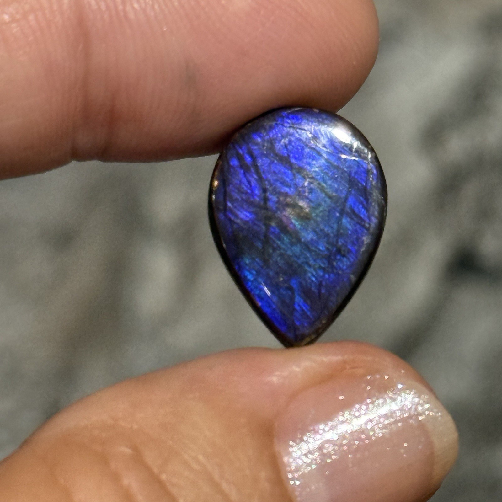 10.6ct 18x13x5mm Genuine Purple Ammolite Teardrop Cabochon Gem