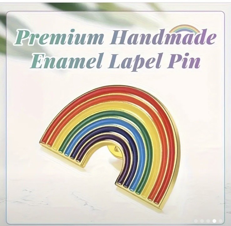 6 Pieces- 1” Enamel Rainbow Pin – Lapel, Purse, Backpack Pride Month Safety back