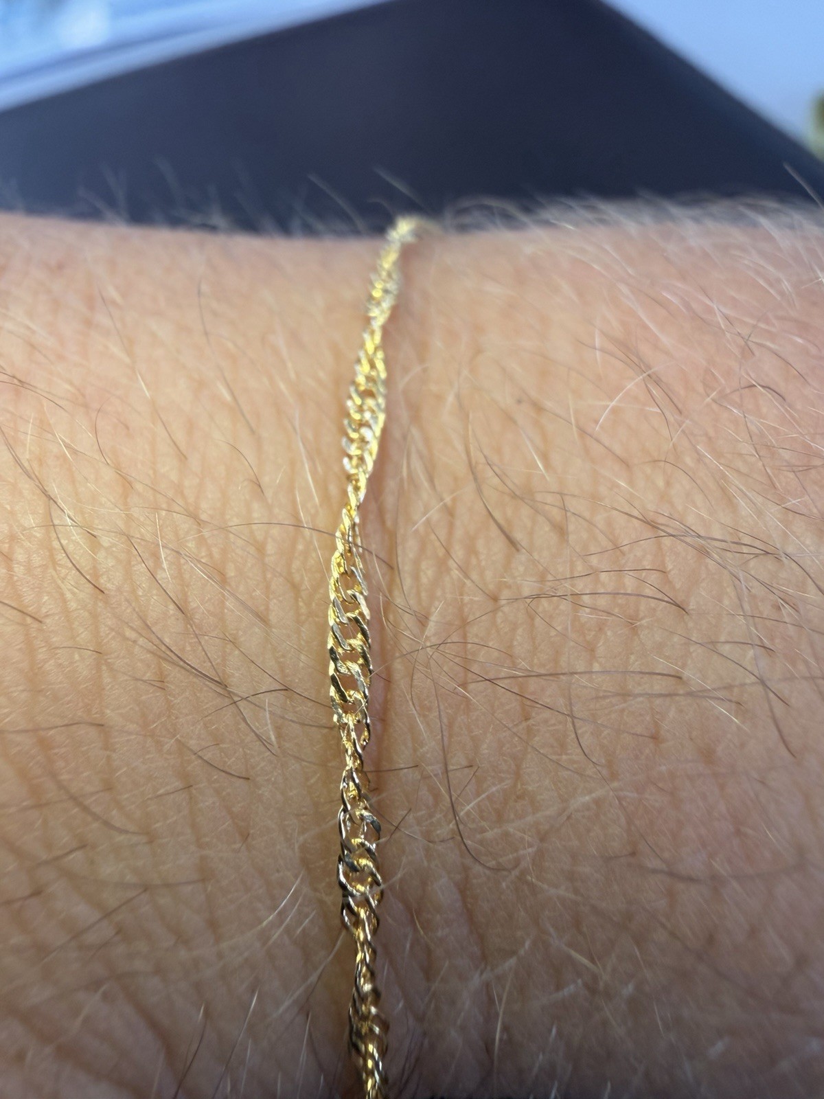 10K Solid Gold Twisted Singapore Chain Bracelet 7.5in 1.6mm Real Fine Jewelry
