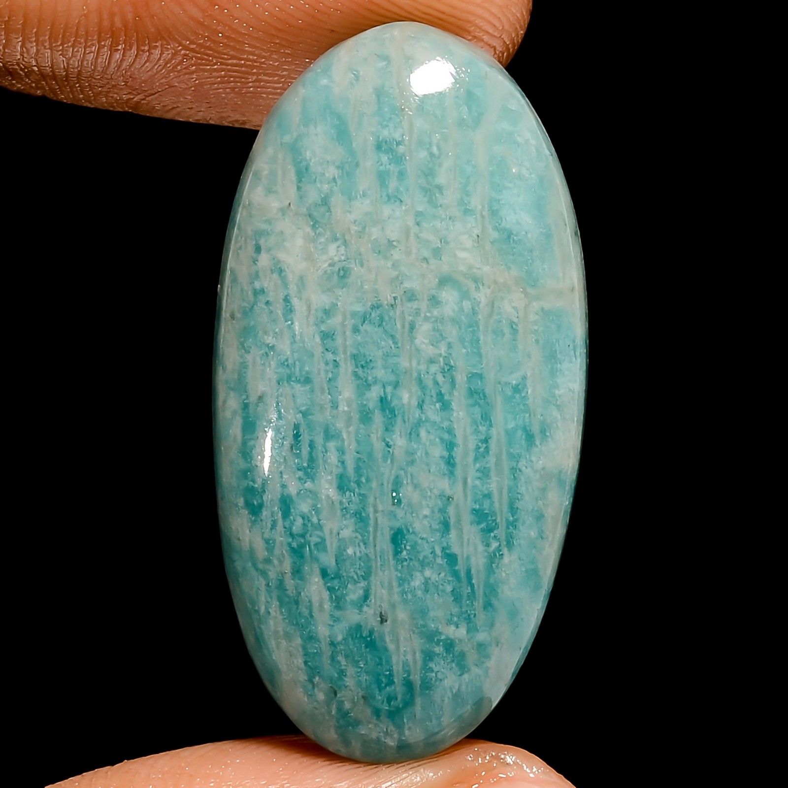 100% Natural Amazonite Oval Shape Cabochon Loose Gemstone 27 Ct 31X15X6mm UG2642