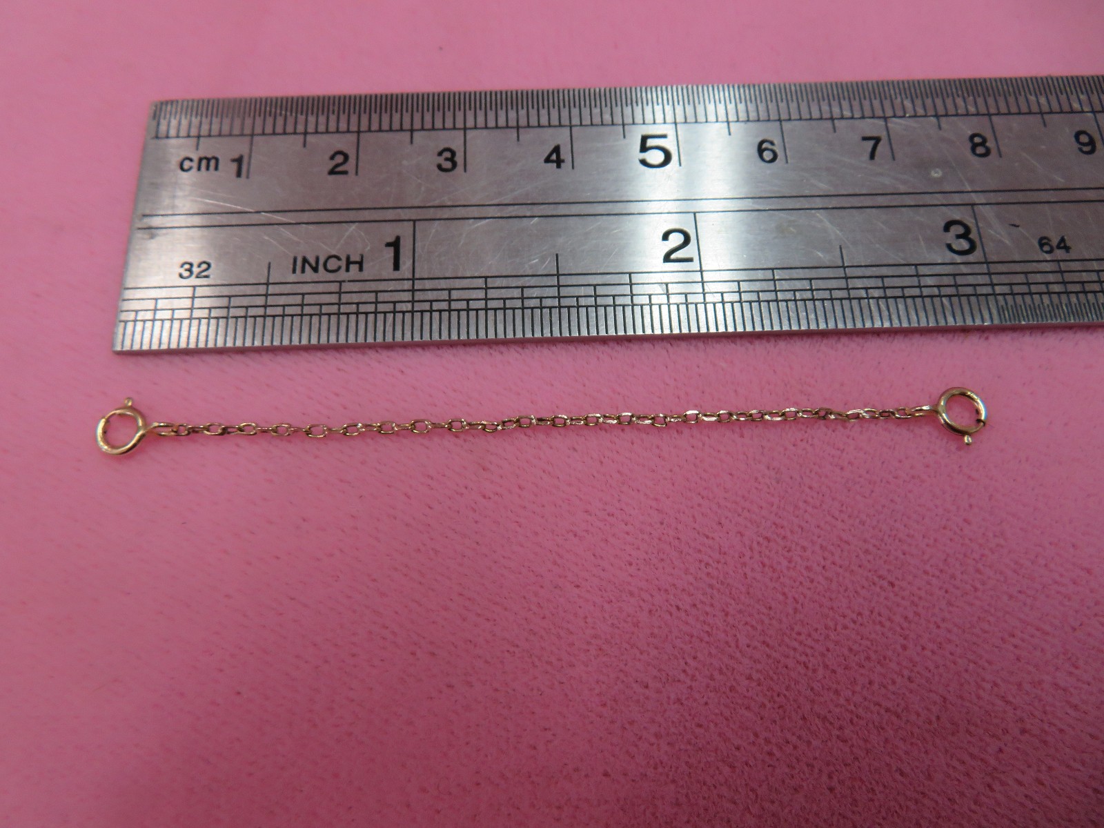 2 7/8″ 14K Solid Yellow Gold Safety Chain Extender w/14k 4.5mm Spring Clasp