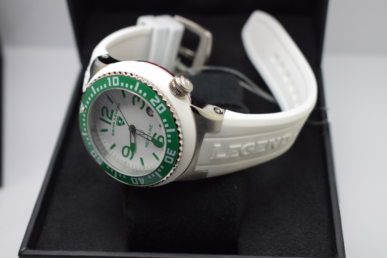 Swiss Legend Neptune Watch White Silicone Green Luminous Indices