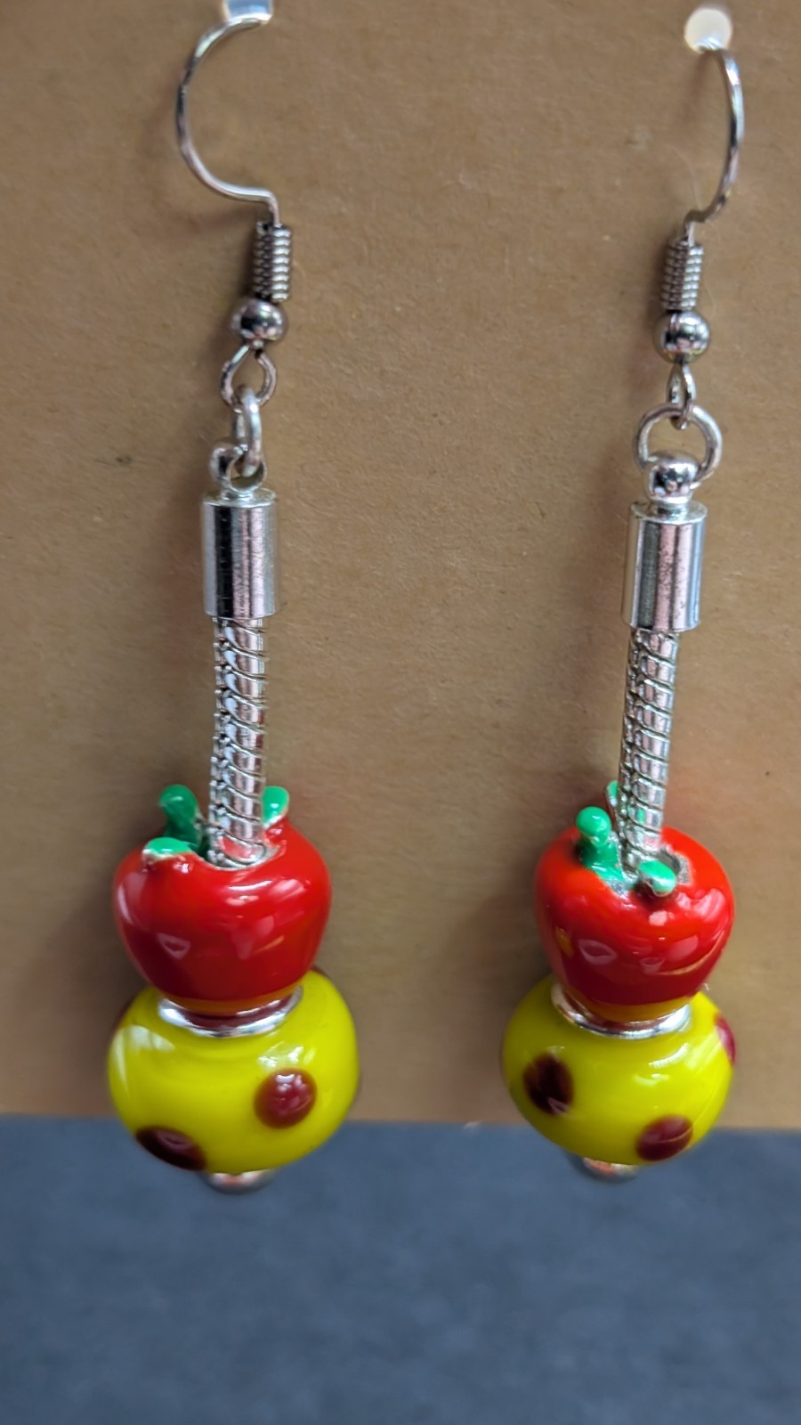 Women’s ‘Back To School’ Apple Fun Beaded Drop Dangly Hook Earrings