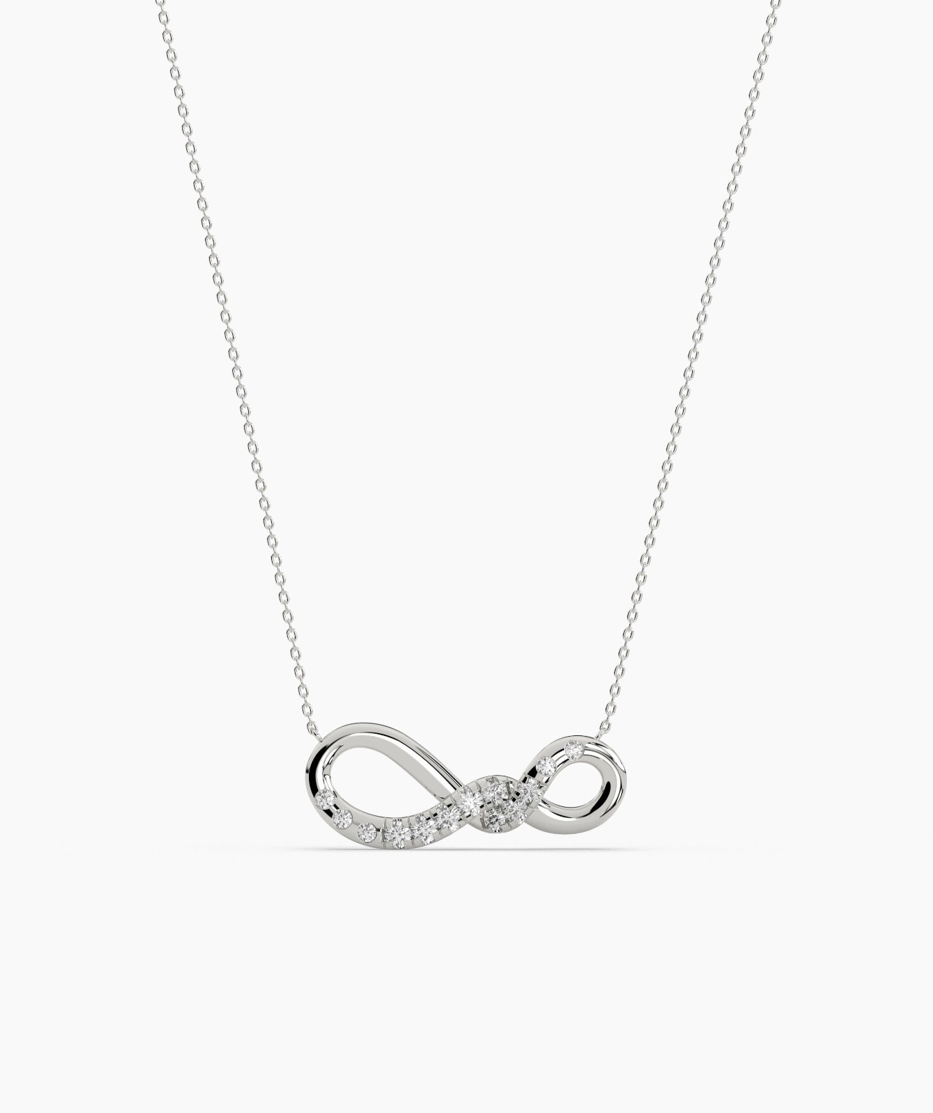 14K Gold Round E-F/VVS-VS Lab Grown Diamond Horizontal Infinity Pendant Necklace