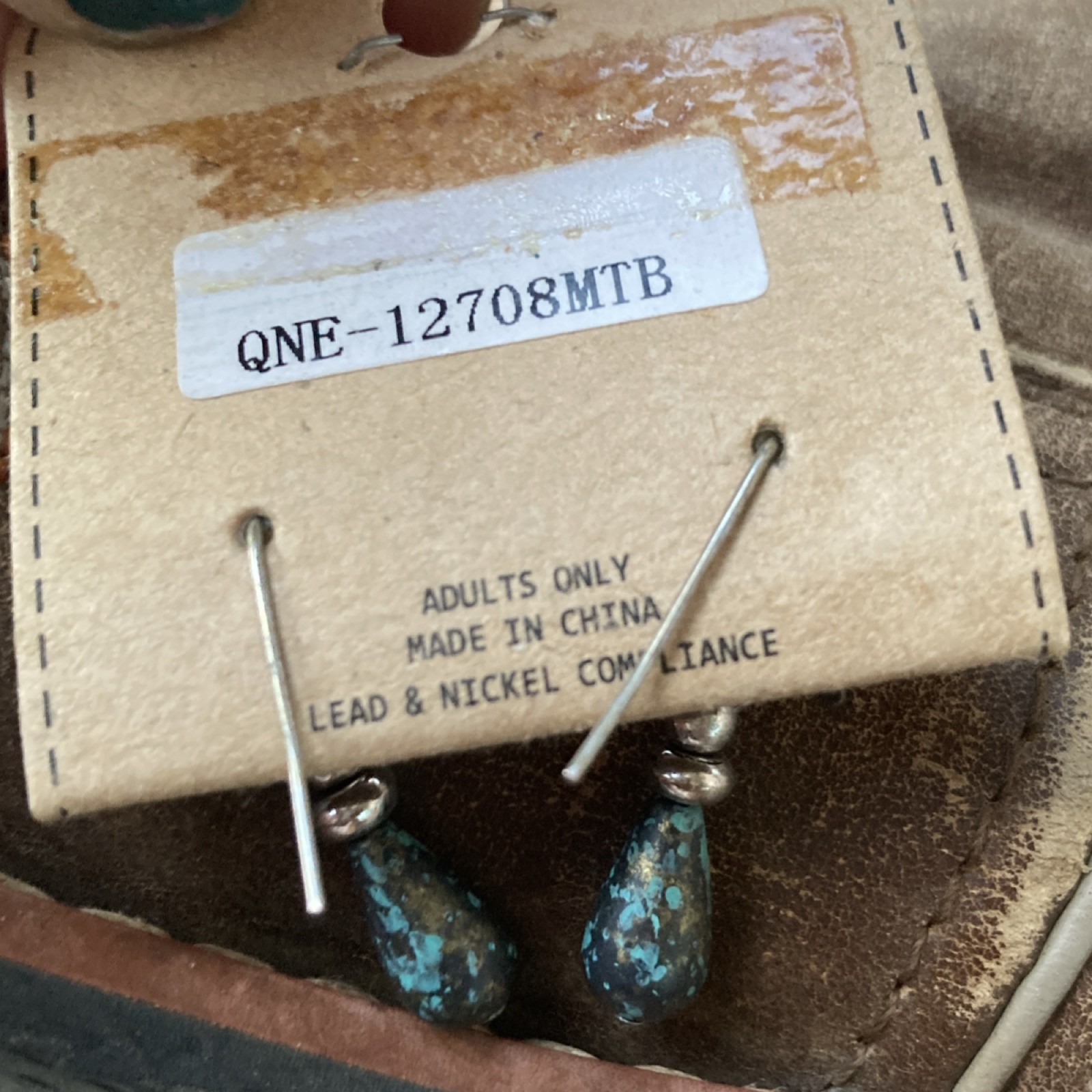 Rustic Cuff Leather Bracelet + Turquoise Earrings Western Boho Set