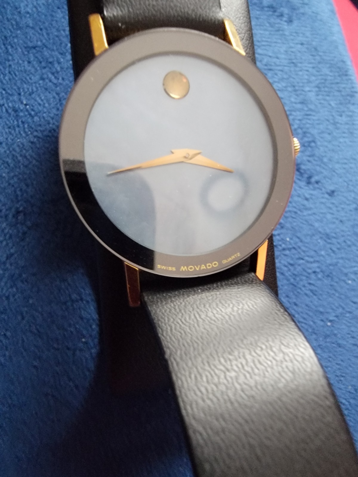 RARE Vintage Mens Movado SAPPHIRE 31mm THIN BLUE MOTHER of PEARL 87-40-882