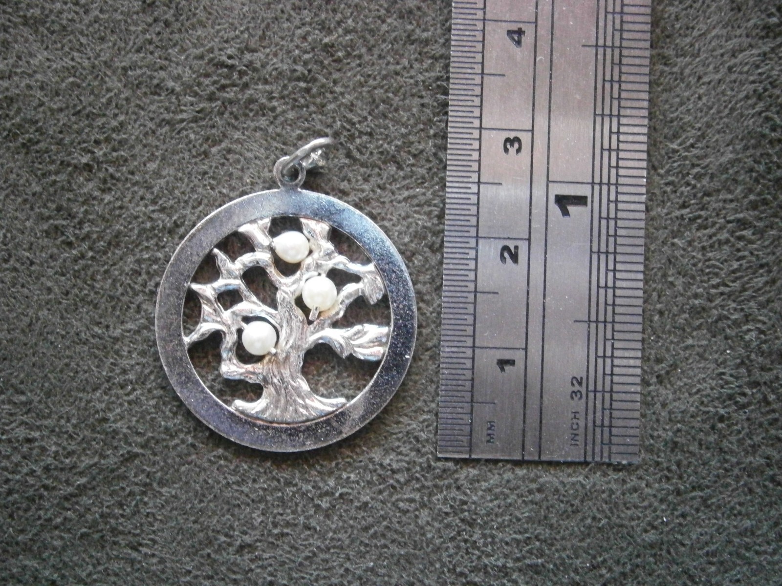 Tree of Life Genuine Pearls Vintage Openwork Sterling Silver Charm Pendant 3.0g