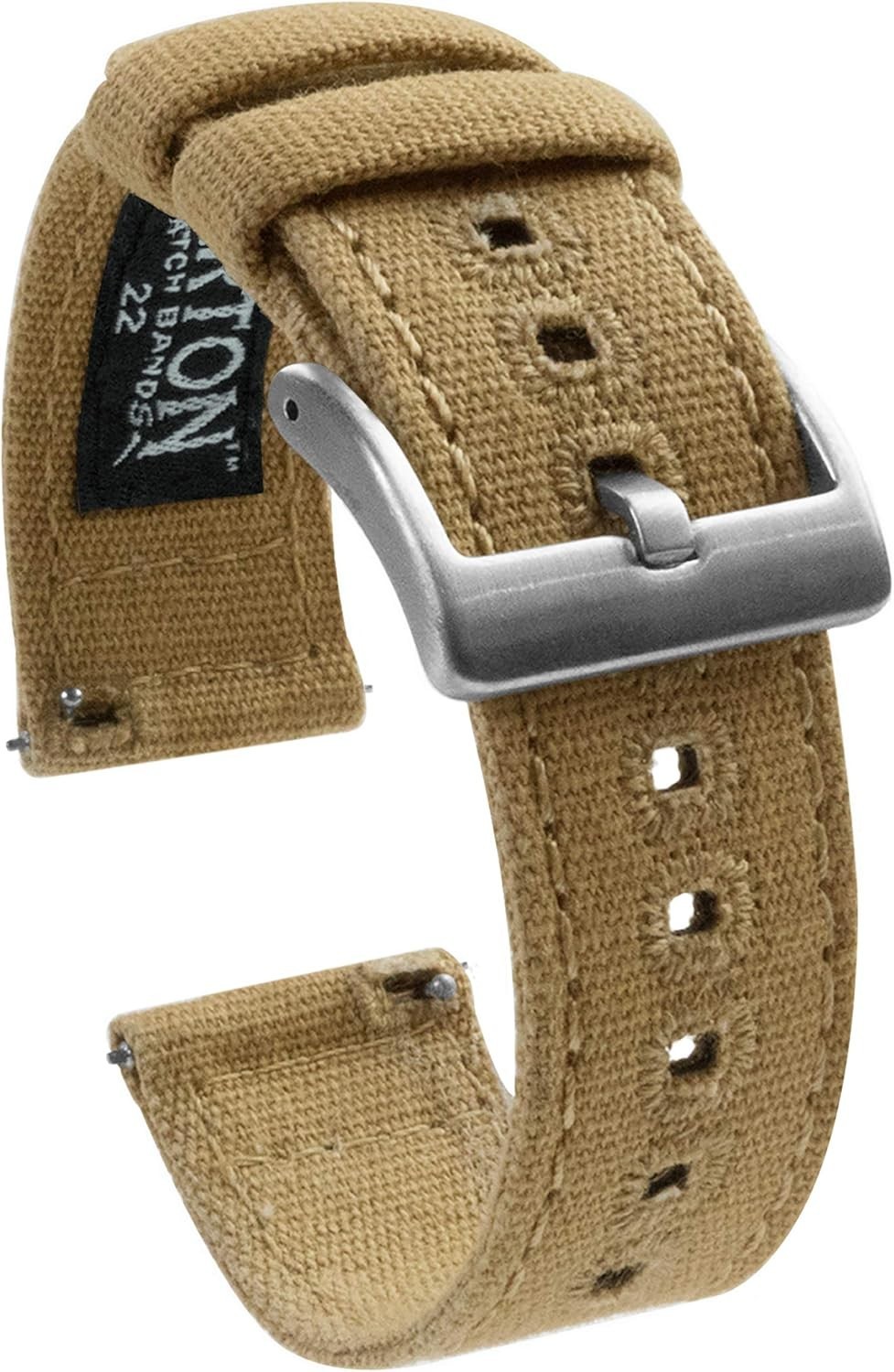 BARTON 18mm Khaki Canvas Quick Release Watch Band – Perfect for Every Occasion