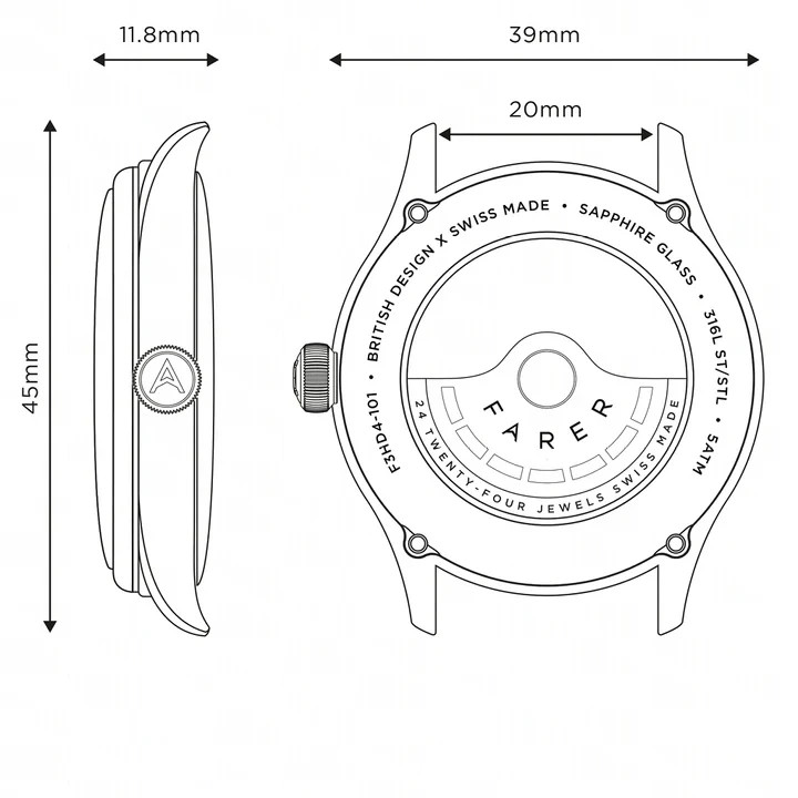 Farer Alert 39mm Red Dial Automatic Swiss G101 Complete Set