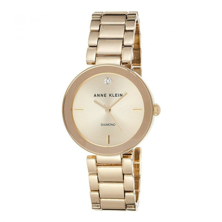 Ladies Genuine Diamond Dial Bracelet Watch (AK/1362CHGB) NWT, Japanese Quartz.