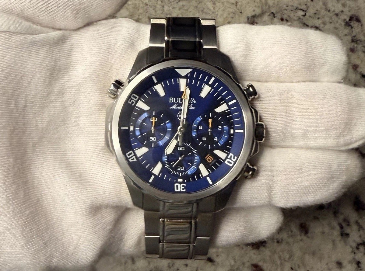 Bulova Marine Star 96B256 Men’s Chronograph Watch – New In Box w/ Manual
