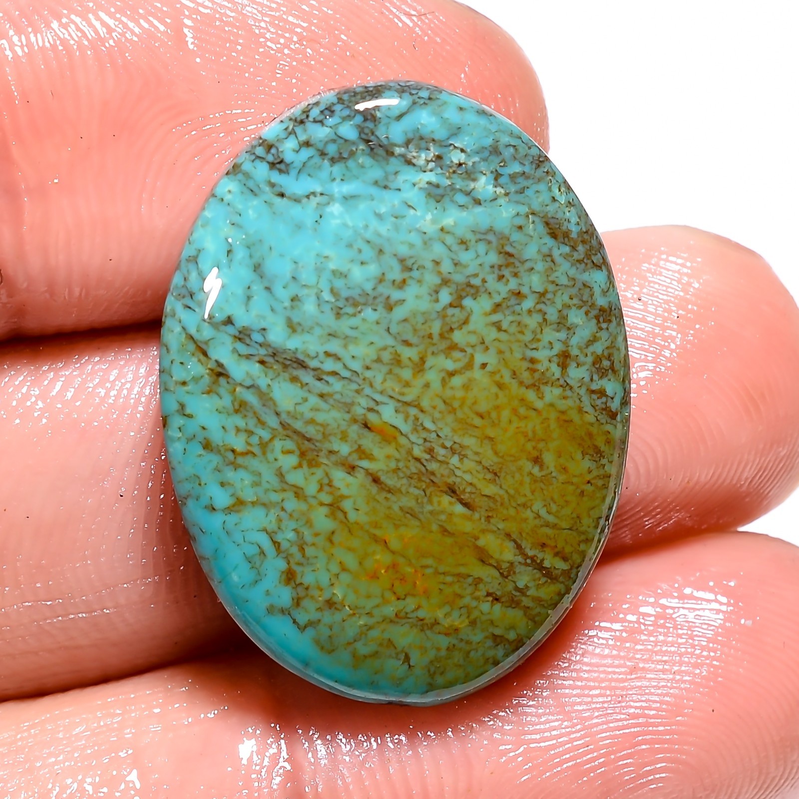 25.50 CT A+ 100% Natural TIBET TURQUOISE Oval Shape Cabochon 19X26X6mm Gemstone