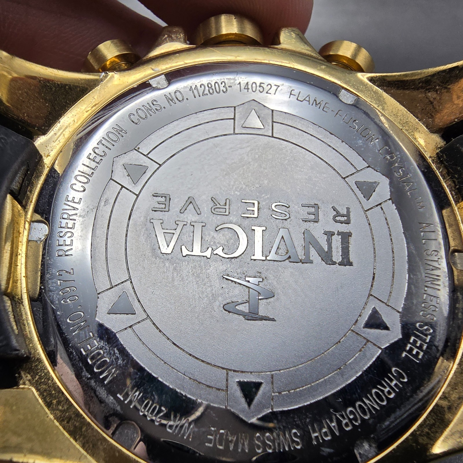Invicta Reserve Chronograph Dive Watch Men 52mm Red Dial Gold Tone 6972 New Batt