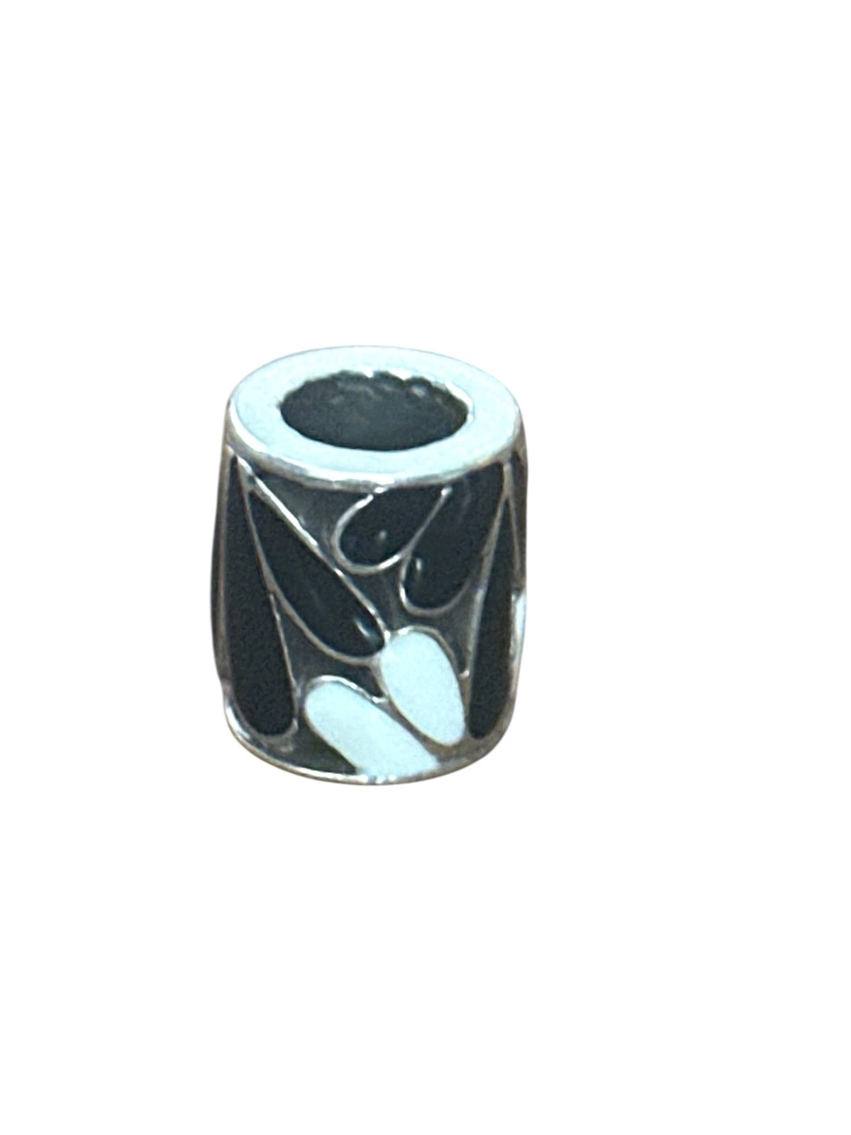 Brighton Africa Stories Slider Charm- black & white -round-floral design