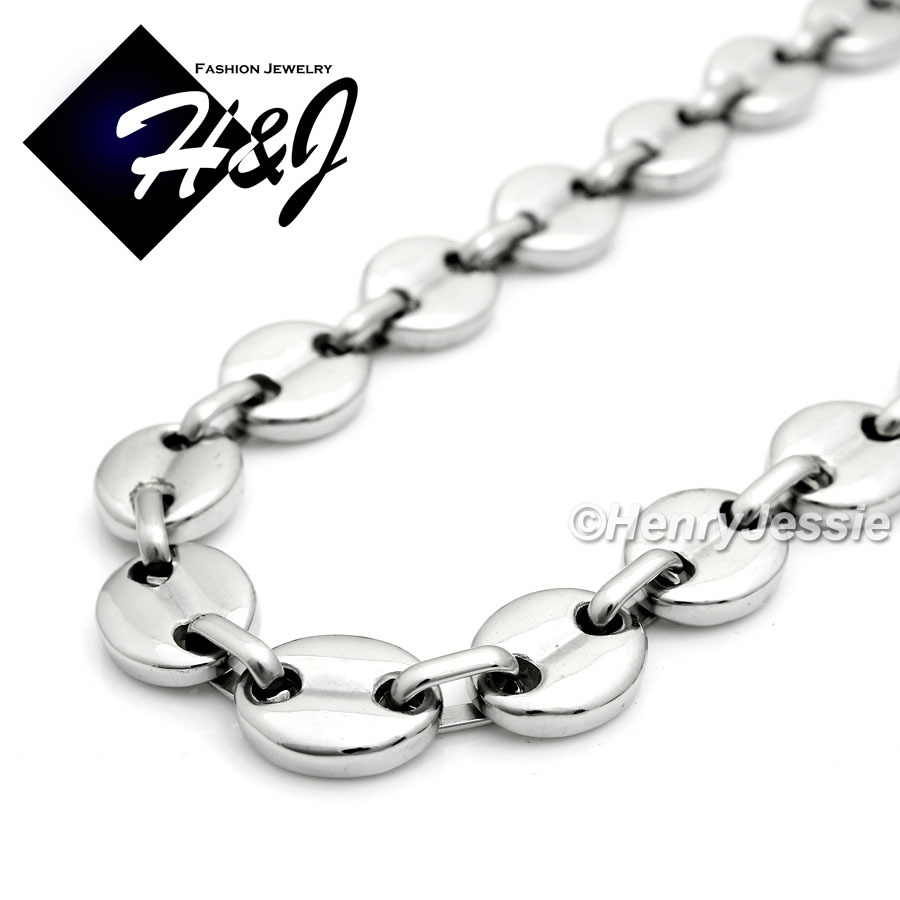 18-40″Stainless Steel 10mm Silver/Gold Plated Puffed Mariner Chain Necklace*N139