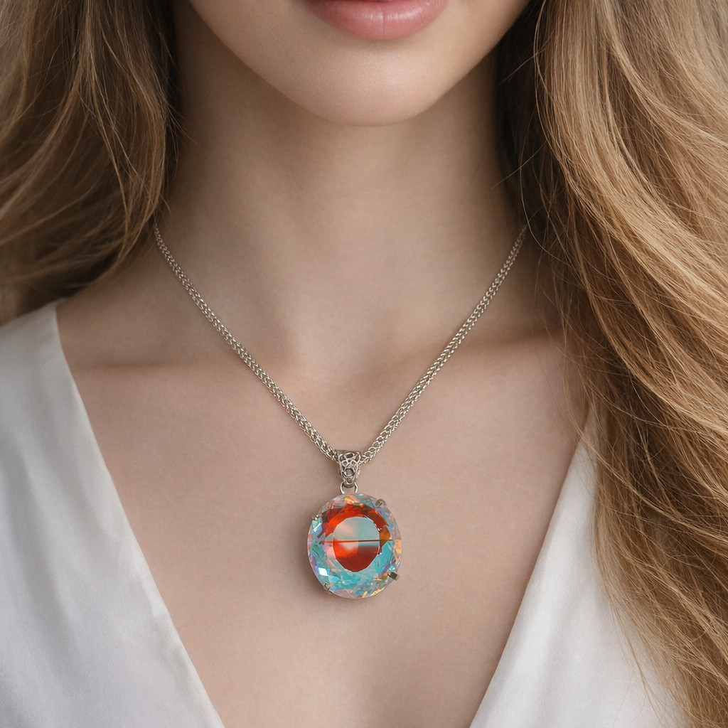 50-60 Ct Rainbow Mystic Topaz Pendant | Oval Cut Healing Stone Necklace