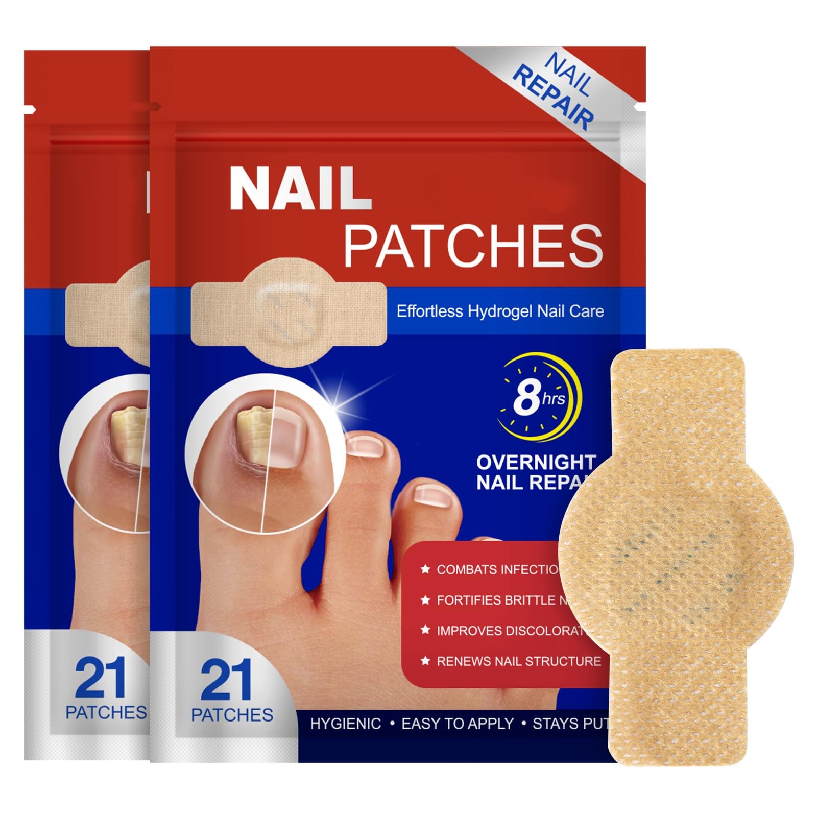 Nail Patches 42 PCS Toenail Treatment Extra Strength 8-Hour Overnight Fast Repai