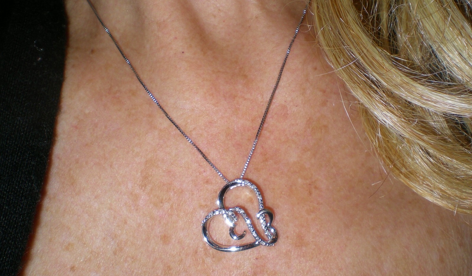 Jane Seymour Open Hearts SS Heart-Shape Diamond Accent Necklace 💎 KAY Jewelers
