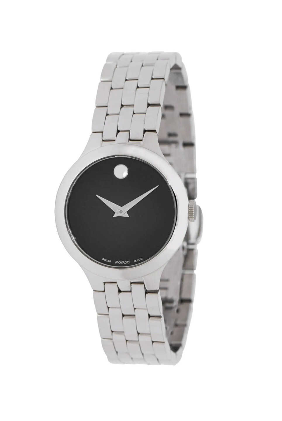Brand New Movado Women’s Veturi Black Dial Stainless Steel 28mm Watch 0607418