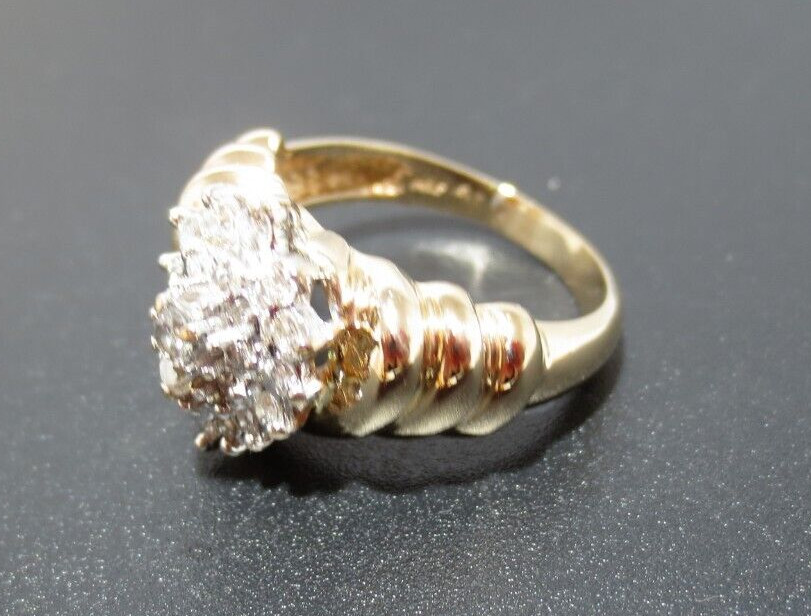 14K YG LADIES DIAMOND CLUSTER RING 0.40 tcw SZ 7 13.98 MM WIDE 4.54grms(G128184)