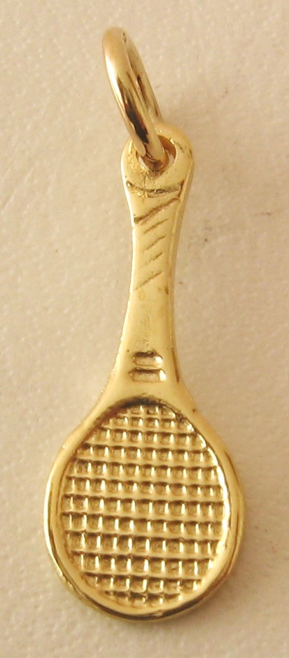 Solid 9K 9ct Yellow Gold TENNIS RACQUET SPORT Charm Pendant