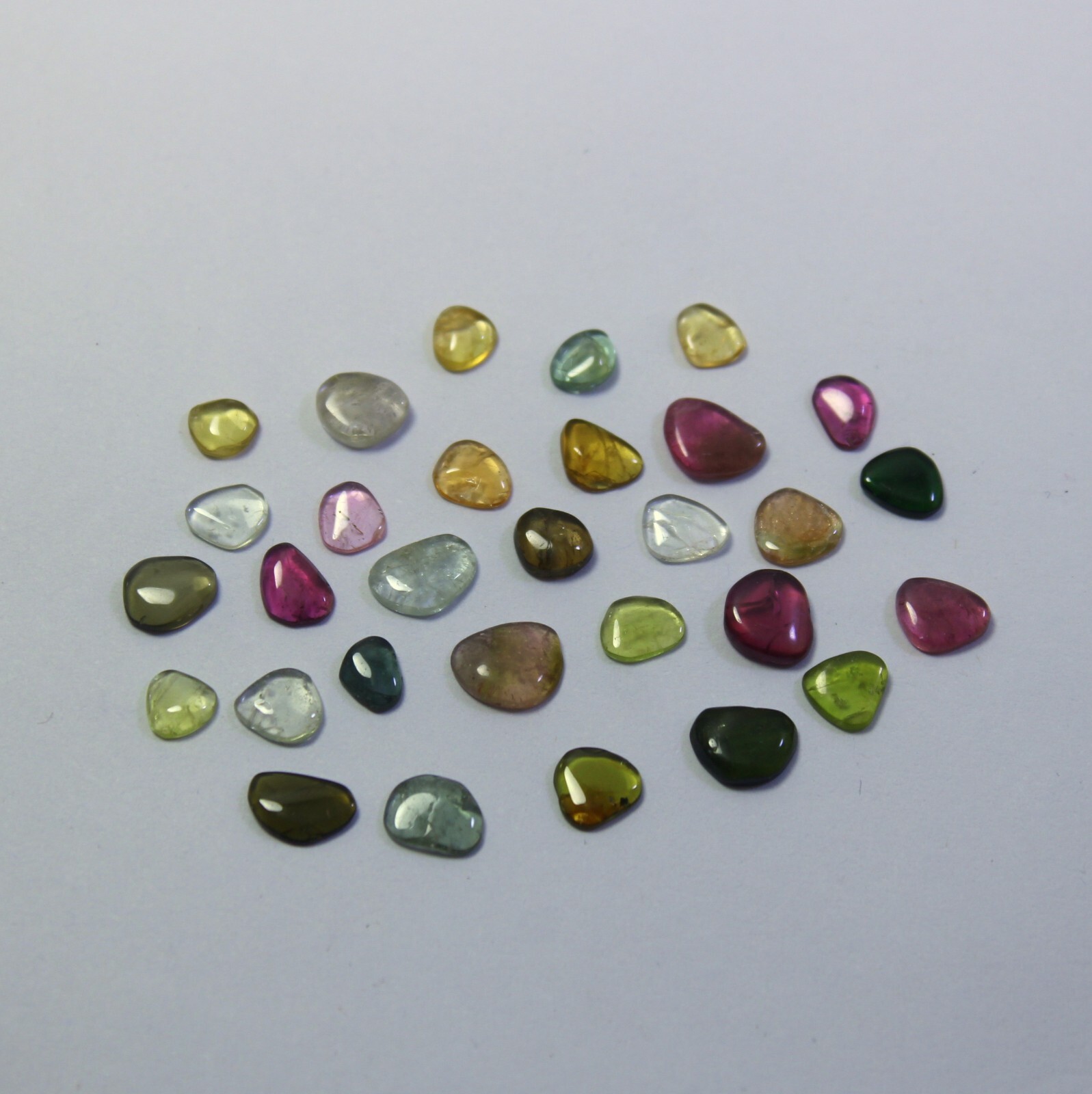 12.5 Ct 4×6-5×7.5 MM Natural Multi Color Tourmaline Smooth Slice 30 Pcs Lot