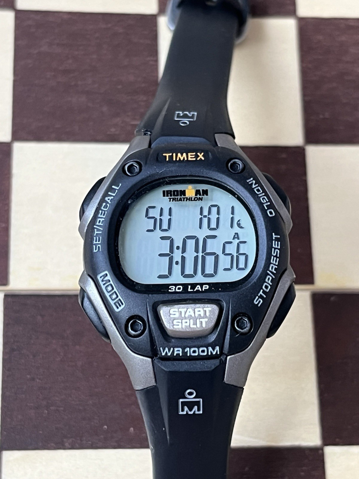 Timex Ironman Triathlon Classic 30 Lap Black 34mm Case Indiglo WR100 Working