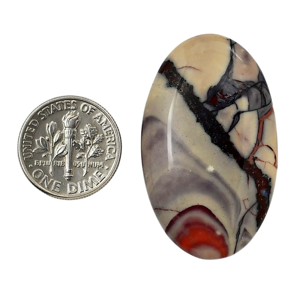 Natural Porcelain Jasper 23.4×38.5×5.8mm Oval Shape Polished Gemstone LS91-05717