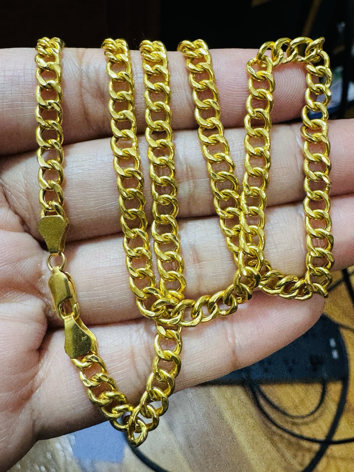 New 22K 916 Fine Real Gold 18”/18.5 inches Curb Necklace 11.9g 5mm Womens